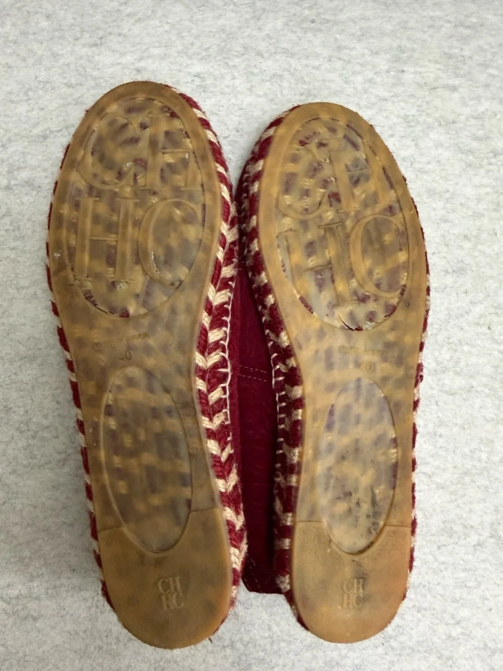 CAROLINA HERRERA Carolina Herrera Burgundy Suede Monogram Espadrilles